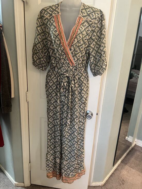 FARM Rio Pants - Farm Rio Mushroom V Neck Jumpsuit Large